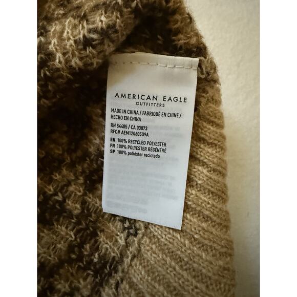 NWT American Eagle Leopard Cheetah Print Sweater Small Tan Brown Knit Pullover - Picture 7 of 9
